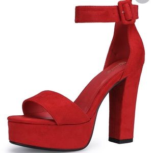 IDIFU Red Suede Platform Heels